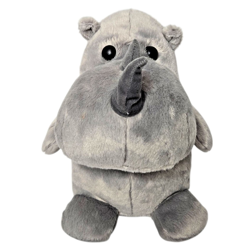 Aurora Happy Rhino‎ Plush 12" Gray Stuffed Zoo Animal Chunky Huggable 2018